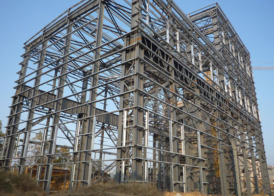 Span lớn Kết cấu kiến ​​trúc khung thép nặng Cổng nhà máy với cầu trục